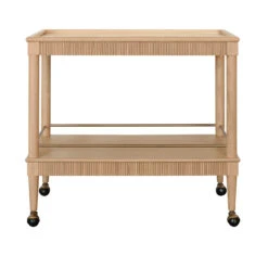 Worlds Away Classic Bar Cart - Fluted Detail - Natural Oak