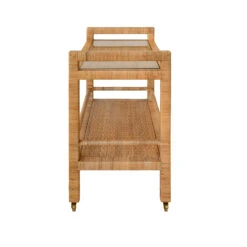 Worlds Away Two Tier Rectangle Bar Cart - Natural Rattan - Brass Casters 7 Worlds Away Two Tier Rectangle Bar Cart - Natural Rattan - Brass Casters -Worlds Away WA ELSIE SIDE 37735.1695230369 ni 96581.1707481696