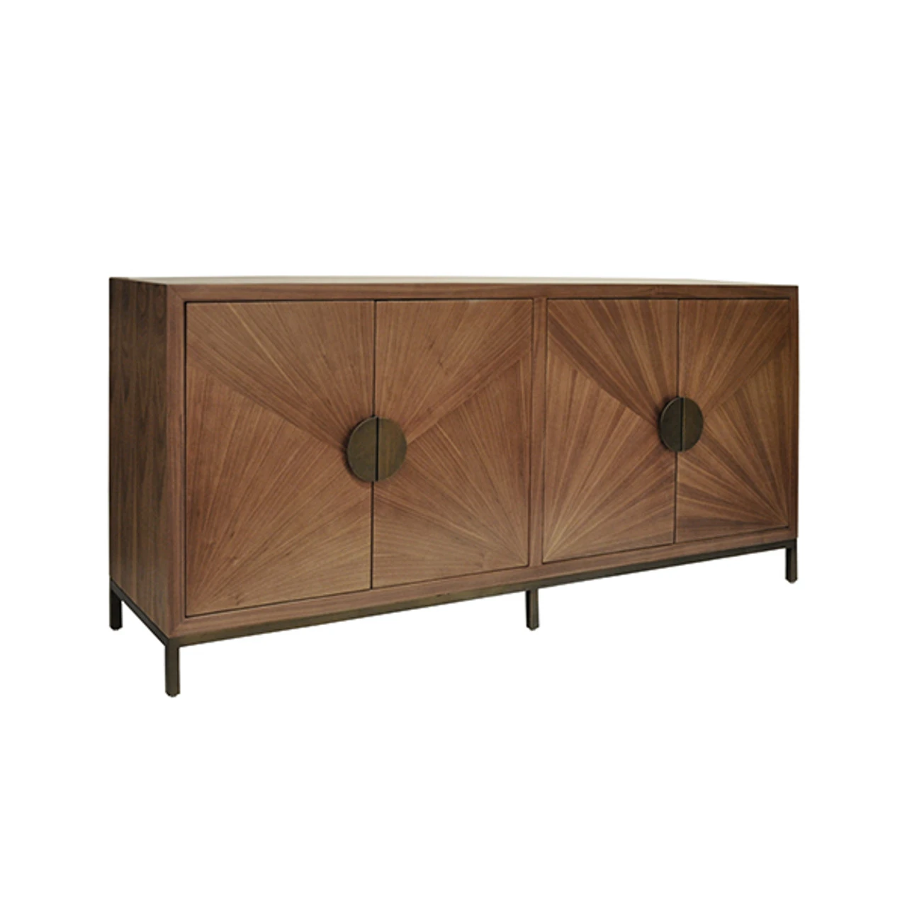 Worlds Away Radial Walnut Cabinet - Painted Bronze Legs And Hardware 7 Worlds Away Radial Walnut Cabinet - Painted Bronze Legs And Hardware - Image 7