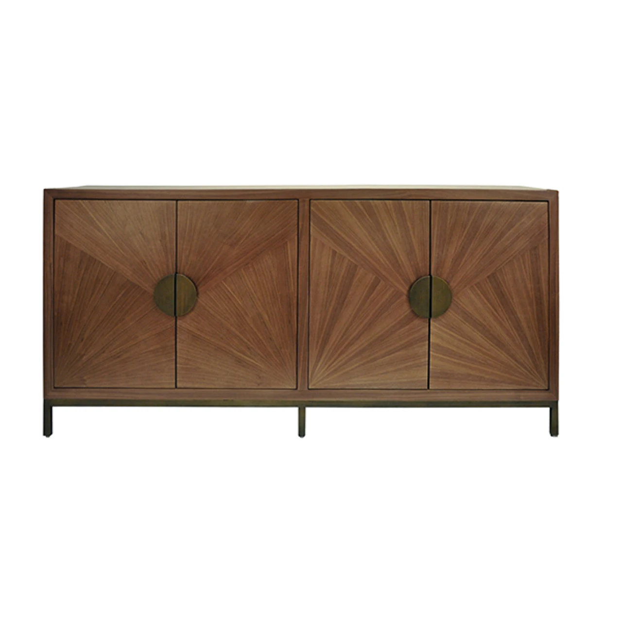 Worlds Away Radial Walnut Cabinet - Painted Bronze Legs And Hardware 2 Worlds Away Radial Walnut Cabinet - Painted Bronze Legs And Hardware - Image 2