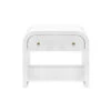 Worlds Away Waterfall Edge Side Table - Fluted Drawer Front - White Lacquer