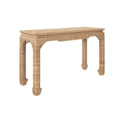 Worlds Away Ming Style Console Table - Woven Rattan