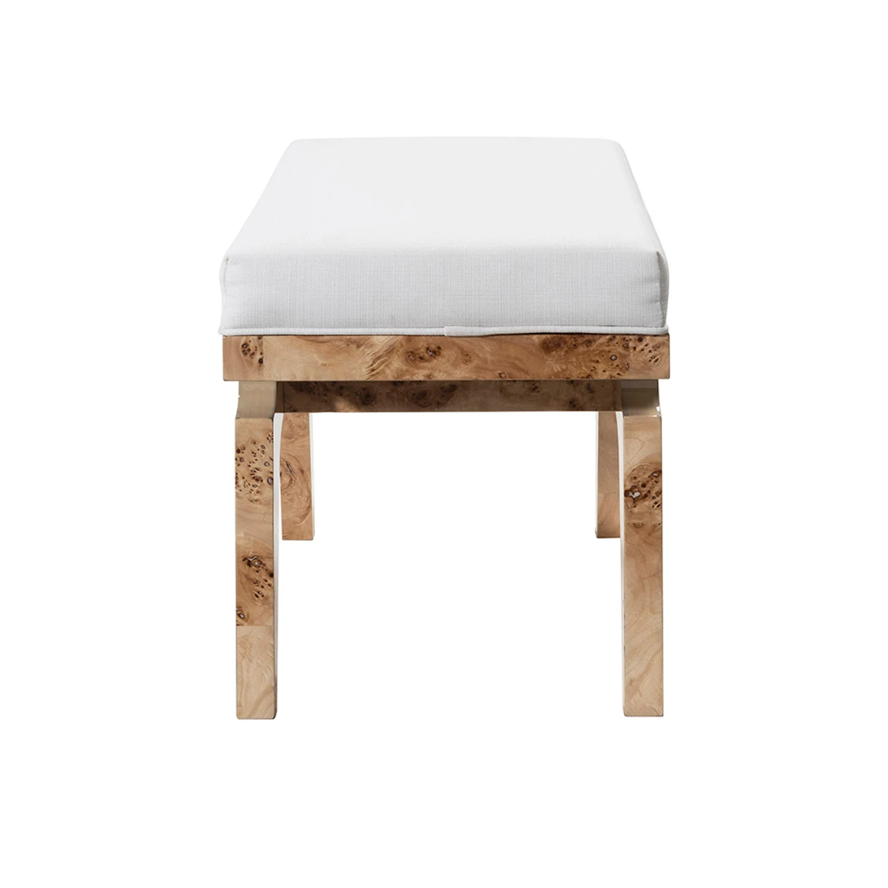 Worlds Away Rectangular Stool - White Linen Cushion - Burl Wood 6 Worlds Away Rectangular Stool - White Linen Cushion - Burl Wood - Image 6