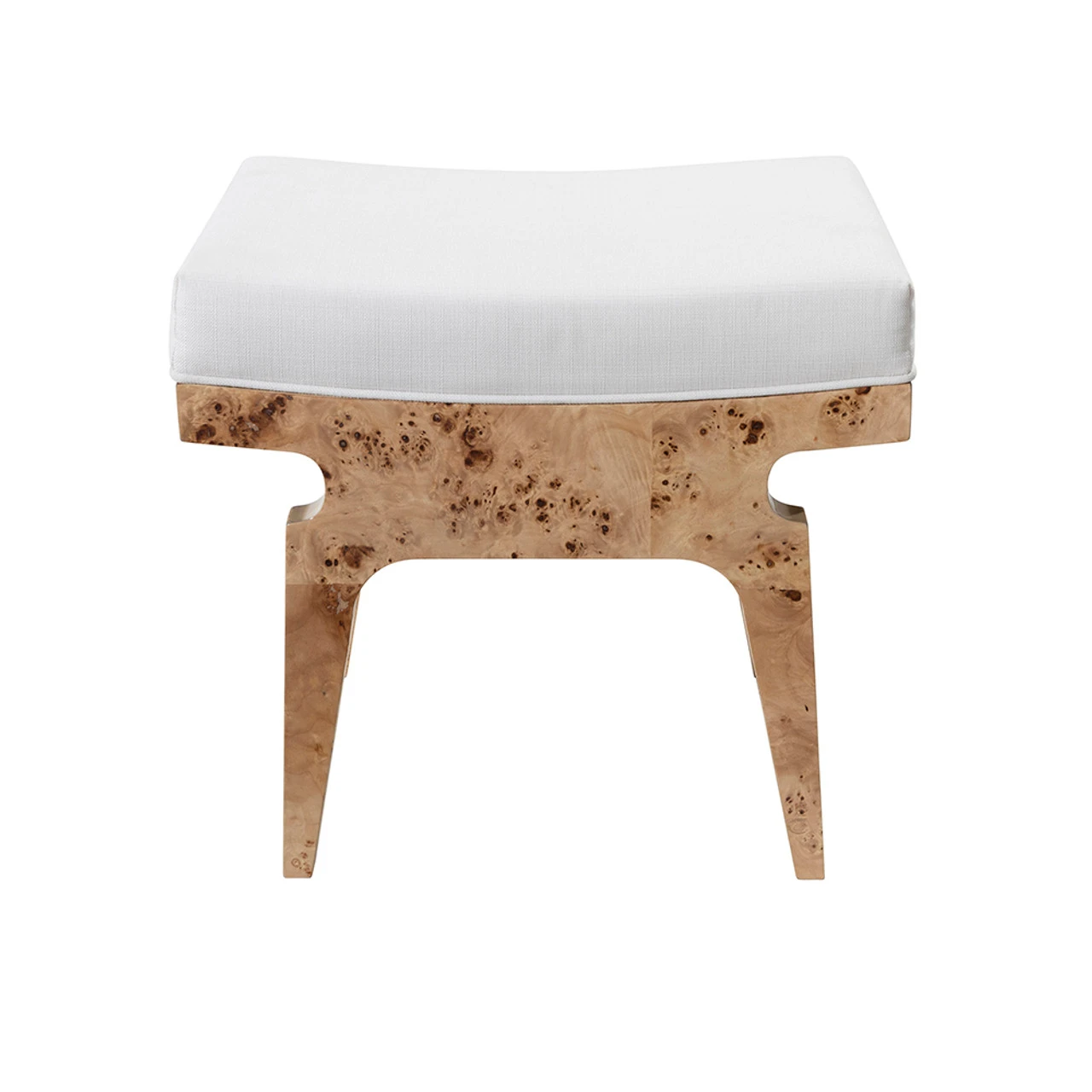 Worlds Away Rectangular Stool - White Linen Cushion - Burl Wood 2 Worlds Away Rectangular Stool - White Linen Cushion - Burl Wood - Image 2