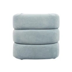 Worlds Away Horizontal Channeled Stool - Performance Light Blue Chenille