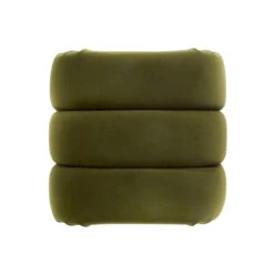 Worlds Away Horizontal Channeled Stool - Olive Green Velvet