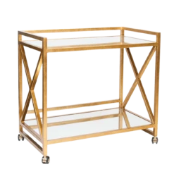 Worlds Away Gerard Gold Leafed "X" Bar Cart With Mirrored Tops -Worlds Away WA GERARD G 2 54232.1538505771 ni 79842.1707478873