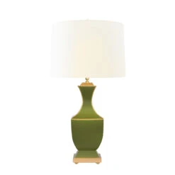 Worlds Away Handpainted Tole Table Lamp - Olive - Gold Detail