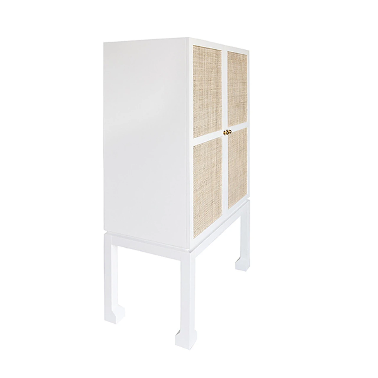 Worlds Away Bar Cabinet - Matte White - Natural Cane Doors 8 Worlds Away Bar Cabinet - Matte White - Natural Cane Doors - Image 8