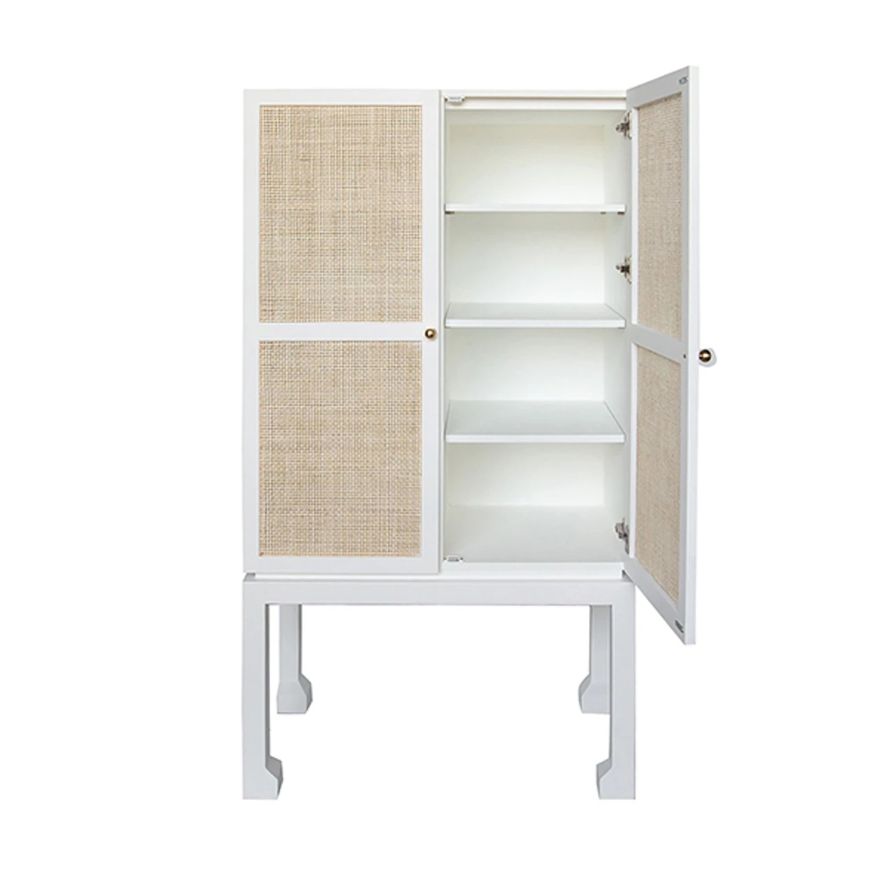 Worlds Away Bar Cabinet - Matte White - Natural Cane Doors 7 Worlds Away Bar Cabinet - Matte White - Natural Cane Doors - Image 7