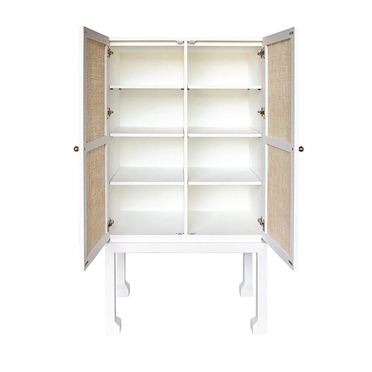 Worlds Away Bar Cabinet - Matte White - Natural Cane Doors 2 Worlds Away Bar Cabinet - Matte White - Natural Cane Doors - Image 2