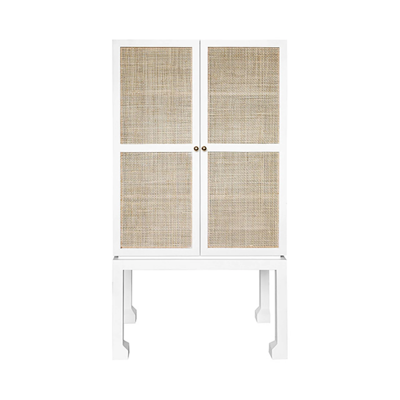 Worlds Away Bar Cabinet - Matte White - Natural Cane Doors 4 Worlds Away Bar Cabinet - Matte White - Natural Cane Doors - Image 4