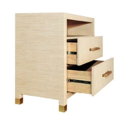 Worlds Away Two Drawer Side Table - Rattan Wrapped Handles - Natural Grasscloth 9 Worlds Away Two Drawer Side Table - Rattan Wrapped Handles - Natural Grasscloth -Worlds Away WA HANCOCK NAT OPEN 04764.1647957075 ni 21056.1707481715