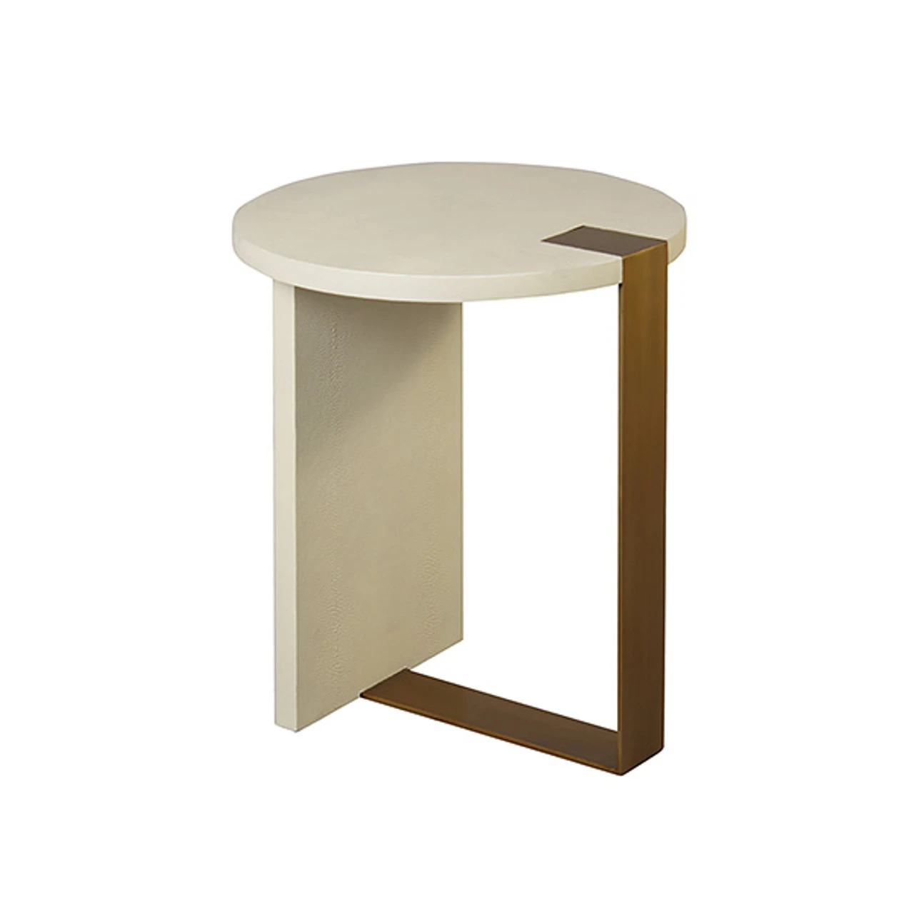 Worlds Away Round Side Table - Ant Brass & Cream Faux Shagreen 3 Worlds Away Round Side Table - Ant Brass & Cream Faux Shagreen - Image 3