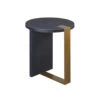 Worlds Away Round Side Table - Ant Brass & Navy Faux Shagreen
