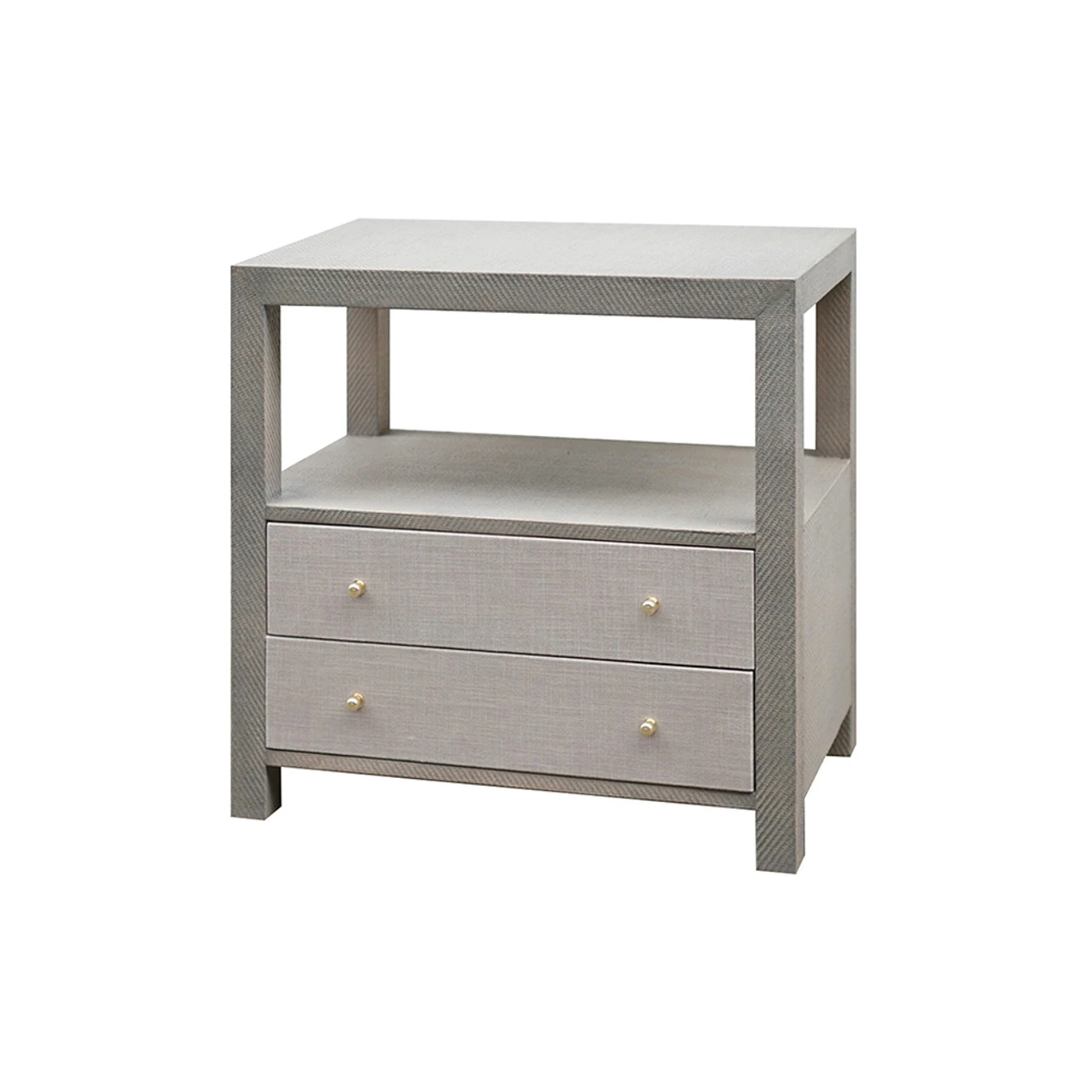 Worlds Away Hattie Side Table - Grey Grasscloth/Brass Hardware 2 Worlds Away Hattie Side Table - Grey Grasscloth/Brass Hardware - Image 2