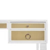 Worlds Away White Matte Lacquer Desk - Grasscloth Drawer - Nickel Hardware