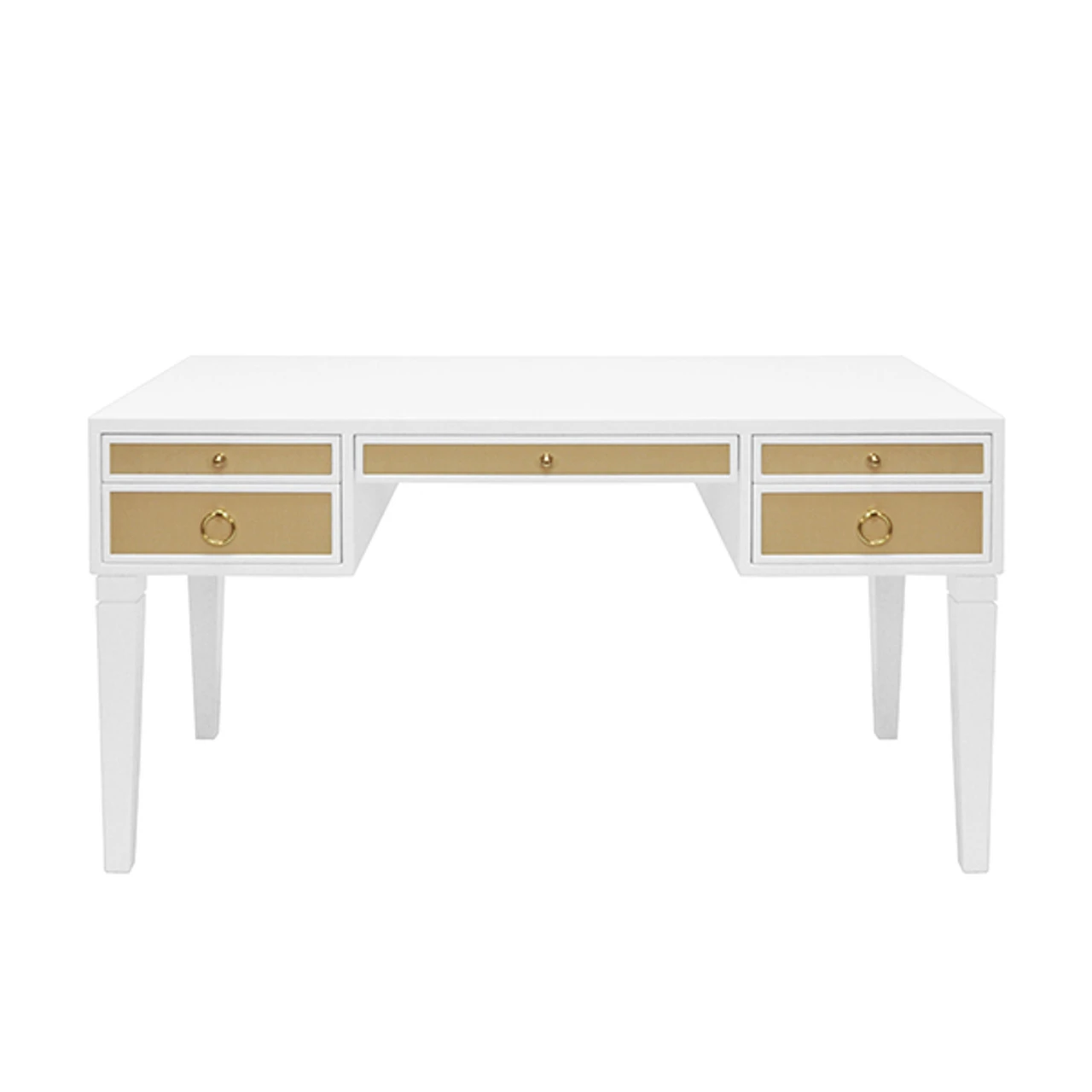 Worlds Away White Matte Lacquer Desk - Grasscloth Drawer - Brass Hardware 5 Worlds Away White Matte Lacquer Desk - Grasscloth Drawer - Brass Hardware - Image 5