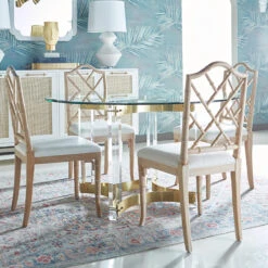 Worlds Away Acrylic Dining Table Base - Antique Brass Stretchers -Worlds Away WA HENDRIX ABR LIFESTYLE 96146.1579546673 ni 48252.1707481721