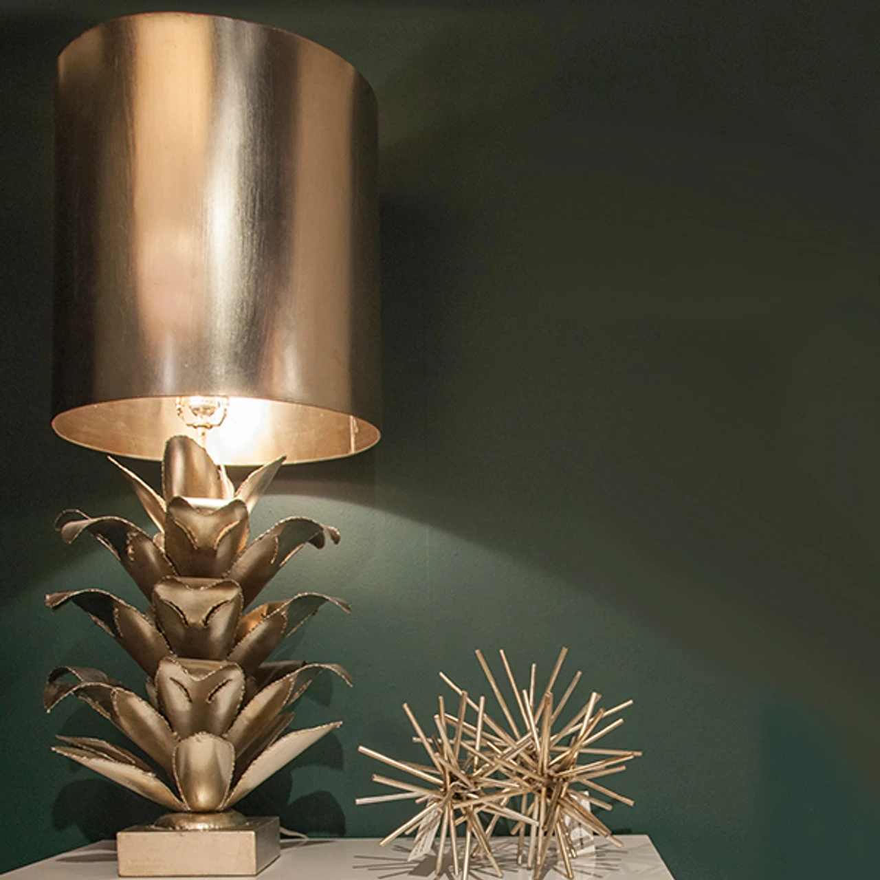Worlds Away Arianna Silver Leaf Brutalist Palm Table Lamp With Silver Metal Shade 3 Worlds Away Arianna Silver Leaf Brutalist Palm Table Lamp With Silver Metal Shade - Image 3
