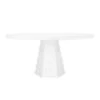 Worlds Away Tapering Hexagonal Base - Round Top Dining Table - Matte White Lacquer