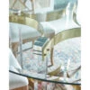 Worlds Away Acrylic Dining Table Base - Antique Brass Stretchers And 54" Dia Glass
