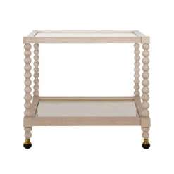 Worlds Away Bobbin Style Bar Cart - Light Cerused Oak