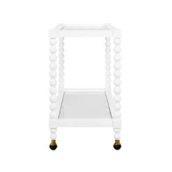 Worlds Away Bobbin Style Bar Cart - White Lacquer -Worlds Away WA ISADORE WH SIDE 23698.1681314734 ni 05067.1707481726