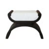 Worlds Away Curved Base Stool - White Linen Cushion - Espresso Oak