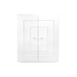Worlds Away Judd Cabinet - White Lacquer/Crystal And Brass Knobs