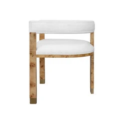 Worlds Away Modern Chair - Burl Wood - White Linen Upholstery -Worlds Away WA JUDE BW SIDE 34210.1687542743 ni 27511.1707481728