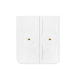 Worlds Away Two Door White Lacquer Cabinet - Circle Design And Acrylic Handles