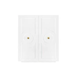 Worlds Away Two Door White Lacquer Cabinet - Circle Design And Acrylic Handles -Worlds Away WA JUSTINE 30096.1688139927 ni 52115.1707481729