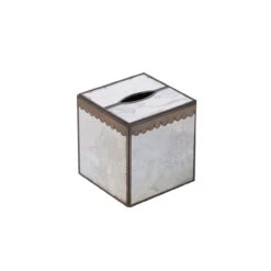 Worlds Away Kleenex Box Antique Mirror With Scallops