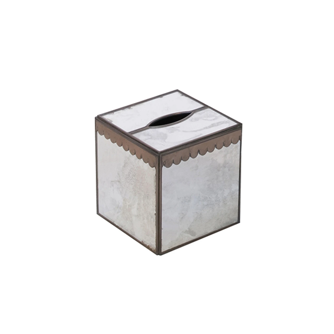 Worlds Away Kleenex Box Antique Mirror With Scallops 1 Worlds Away Kleenex Box Antique Mirror With Scallops