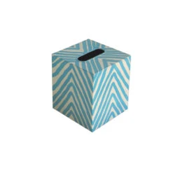 Worlds Away Kleenex Box Turquoise And Cream Zebra