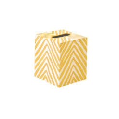 Worlds Away Kleenex Box Yellow And Cream Zebra