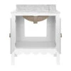 Worlds Away Bath Vanity - Scallop Detail - Matte White Lacquer - White Marble Top And Porcelain Sink