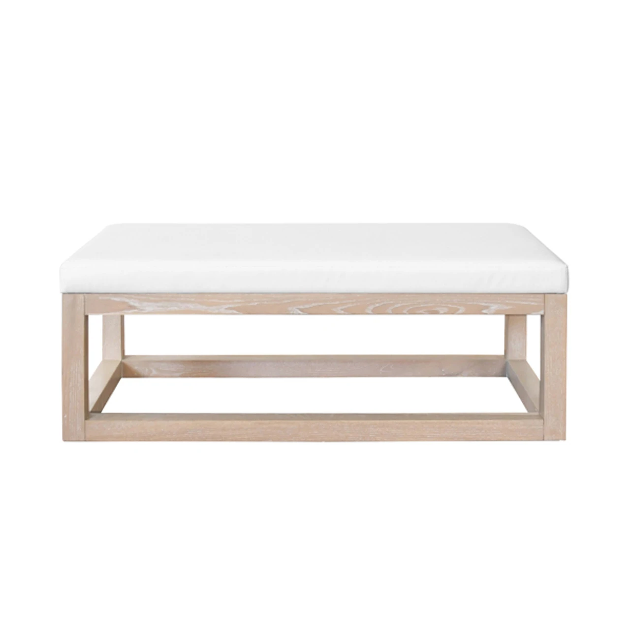 Worlds Away Rectangle Bench - White Vinyl Upholstery And Modern Base - Cerused Oak 1 Worlds Away Rectangle Bench - White Vinyl Upholstery And Modern Base - Cerused Oak
