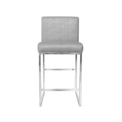 Worlds Away Kingston Faux Shagreen Silver Counter Stool With Nickel Base -Worlds Away WA KINGSTON NGRY FRONT 60242.1591727638 ni 57421.1707478878