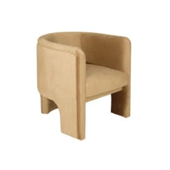 Worlds Away Three Leg Fully Upholstered Barrel Chair - Camel Velvet -Worlds Away WA LANSKY CML ANGLE 1 47642.1681313913 ni 09315.1707481737
