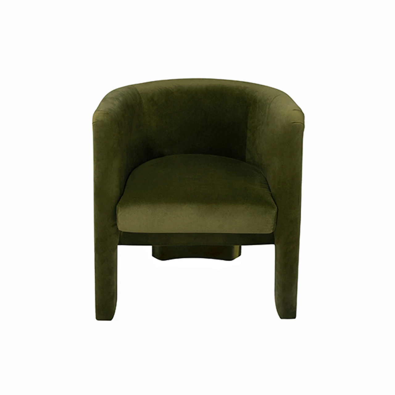 Worlds Away Three Leg Fully Upholstered Barrel Chair - Olive Velvet 1 Worlds Away Three Leg Fully Upholstered Barrel Chair - Olive Velvet