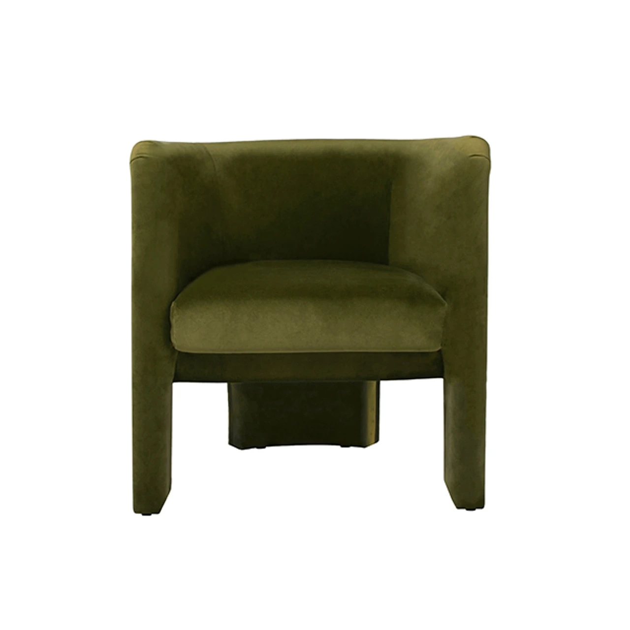Worlds Away Three Leg Fully Upholstered Barrel Chair - Olive Velvet 2 Worlds Away Three Leg Fully Upholstered Barrel Chair - Olive Velvet - Image 2