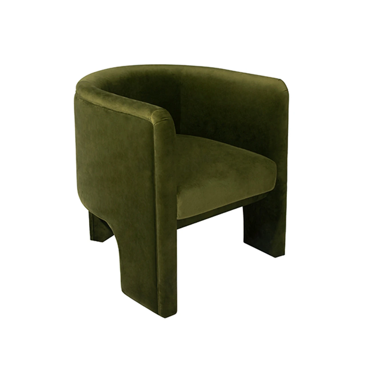 Worlds Away Three Leg Fully Upholstered Barrel Chair - Olive Velvet 3 Worlds Away Three Leg Fully Upholstered Barrel Chair - Olive Velvet - Image 3