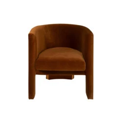 Worlds Away Three Leg Fully Upholstered Barrel Chair - Rust Velvet -Worlds Away WA LANSKY RST 1 87339.1681312650 ni 32386.1707481741