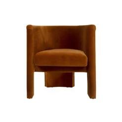 Worlds Away Three Leg Fully Upholstered Barrel Chair - Rust Velvet -Worlds Away WA LANSKY RST 2 14236.1681312648 ni 77232.1707481741