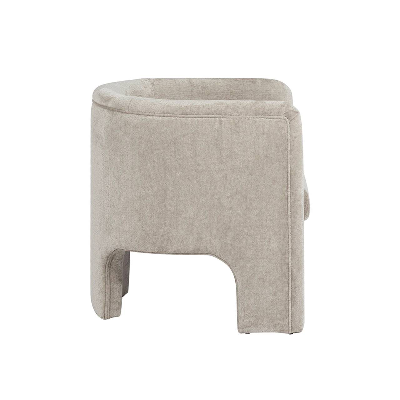 Worlds Away Three Leg Fully Upholstered Barrel Chair - Taupe Textured Chenille 3 Worlds Away Three Leg Fully Upholstered Barrel Chair - Taupe Textured Chenille - Image 3