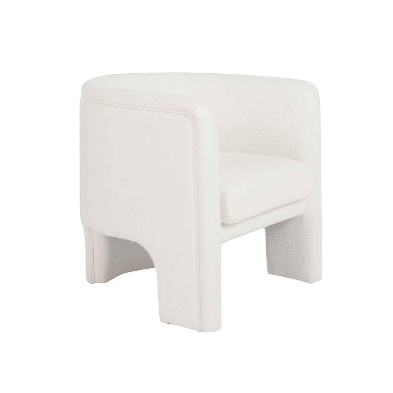 Worlds Away Three Leg Fully Upholstered Barrel Chair - White Boucle 3 Worlds Away Three Leg Fully Upholstered Barrel Chair - White Boucle - Image 3