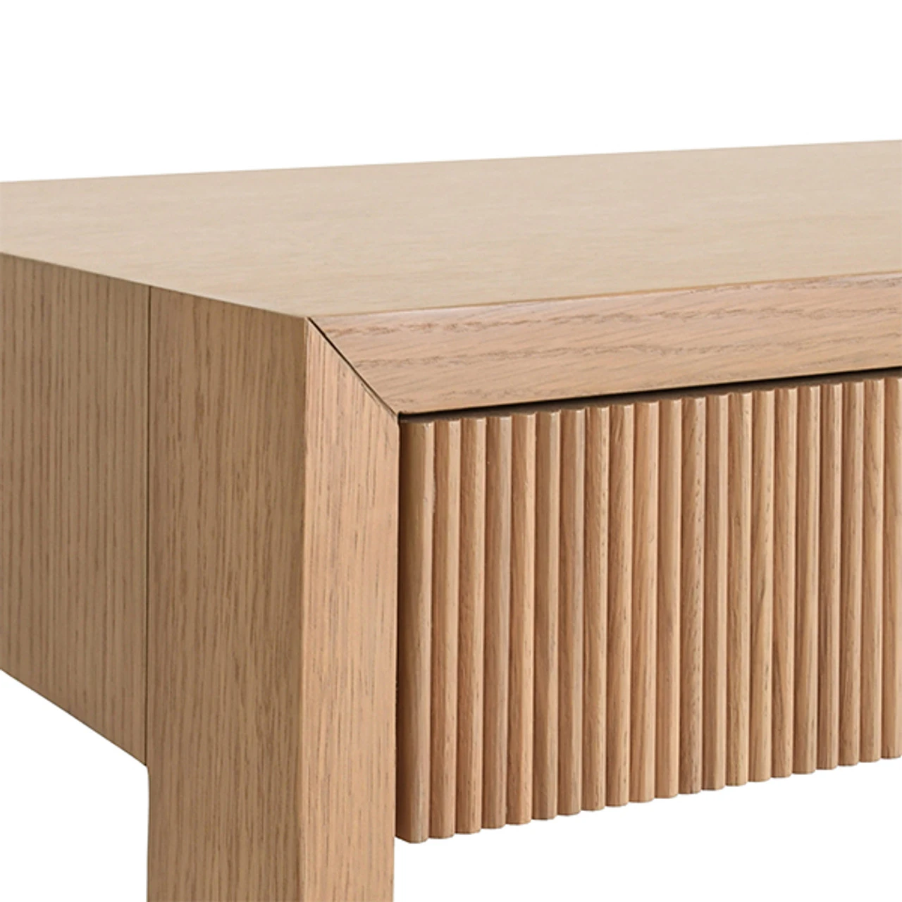 Worlds Away Two Drawer Desk - Fluted Detail - Natural Oak 2 Worlds Away Two Drawer Desk - Fluted Detail - Natural Oak - Image 2