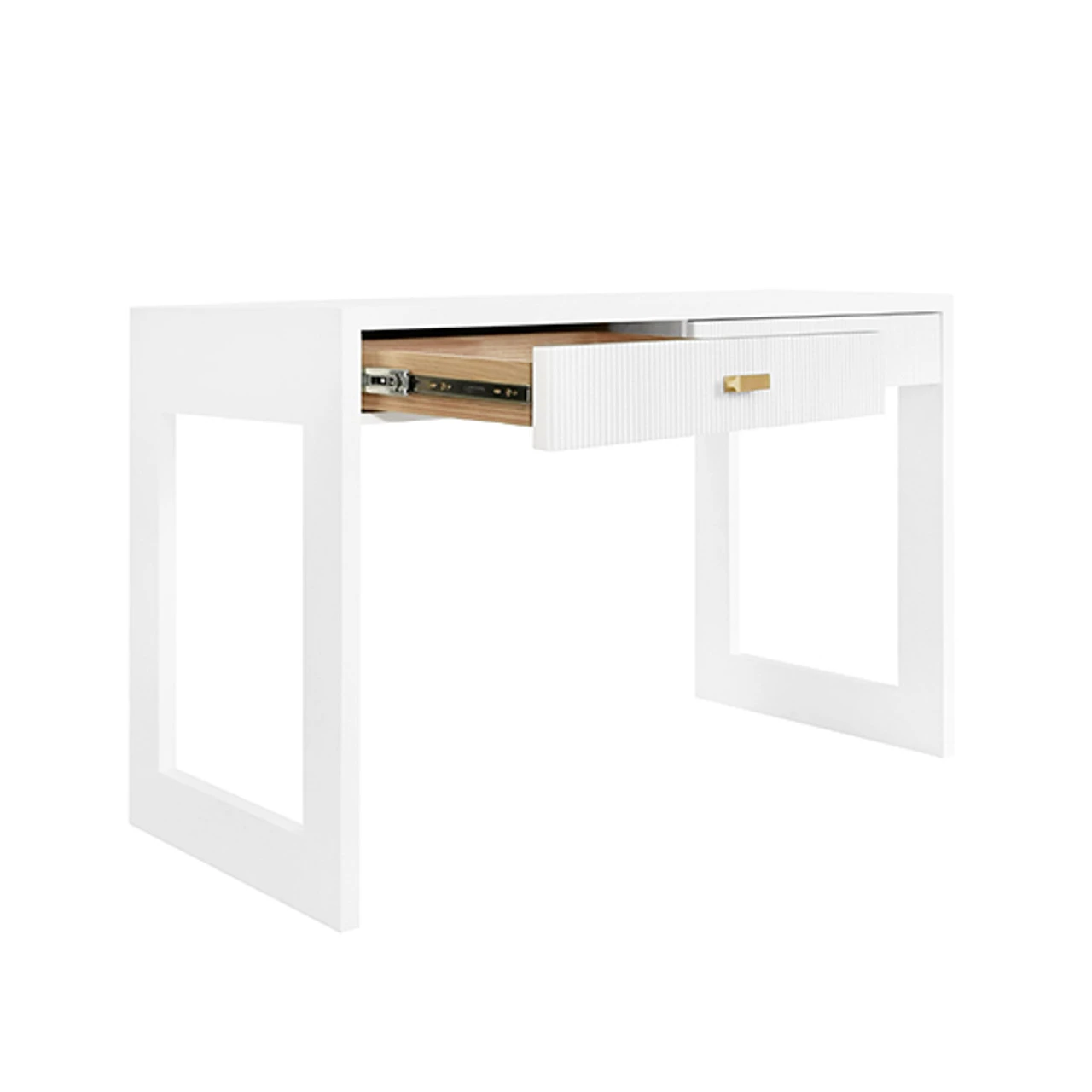 Worlds Away Two Drawer Desk - Fluted Detail - Matte White Lacquer 1 Worlds Away Two Drawer Desk - Fluted Detail - Matte White Lacquer
